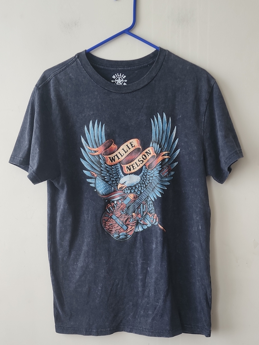 Willie Nelson Black Graphic Eagle Short Sleeve Tee